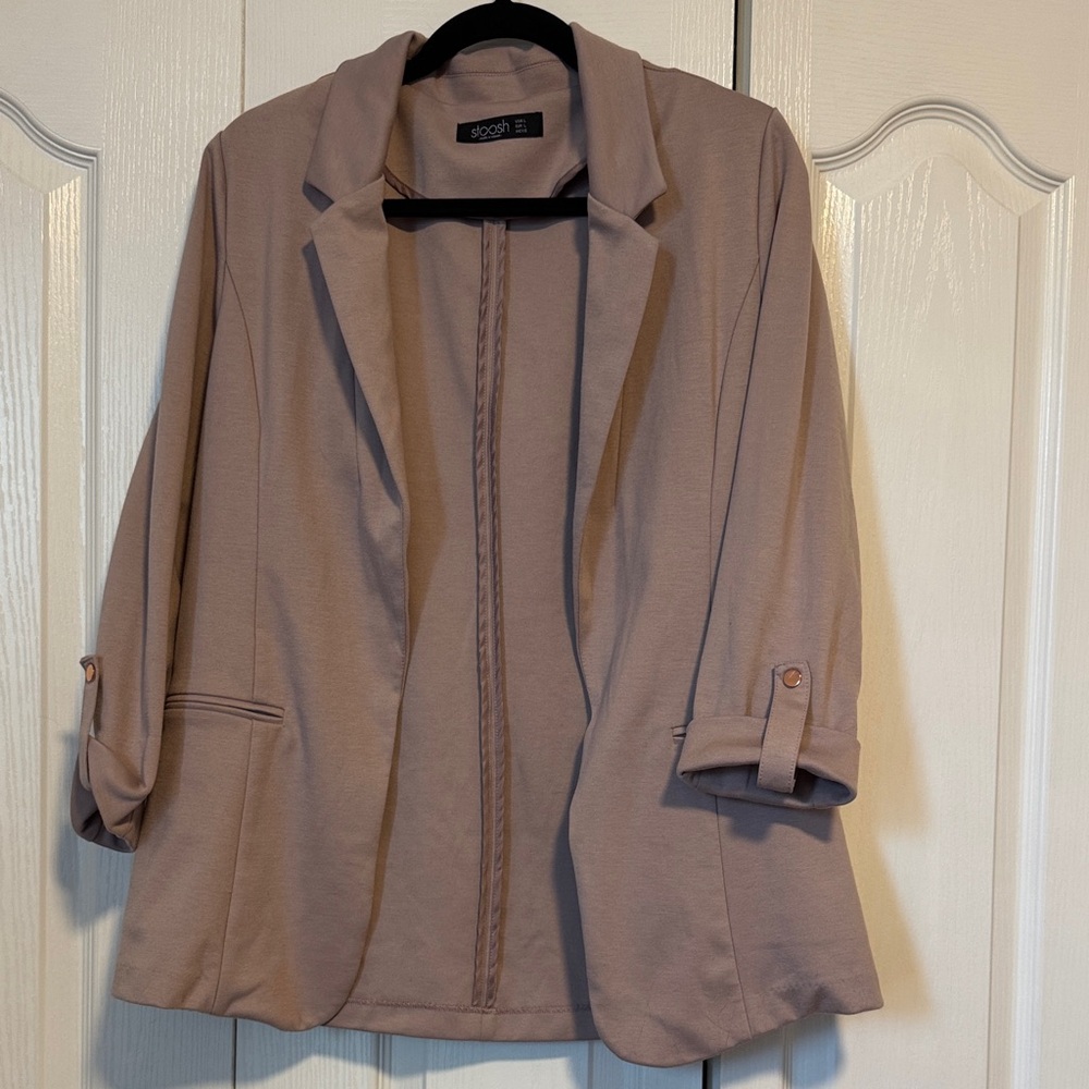 Stoosh Taupe-pink Blazer with Rolled Sleeves
